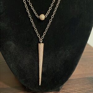 Vintage 1/20th 14kt Gold Filled double strand pave set crystal spike necklace